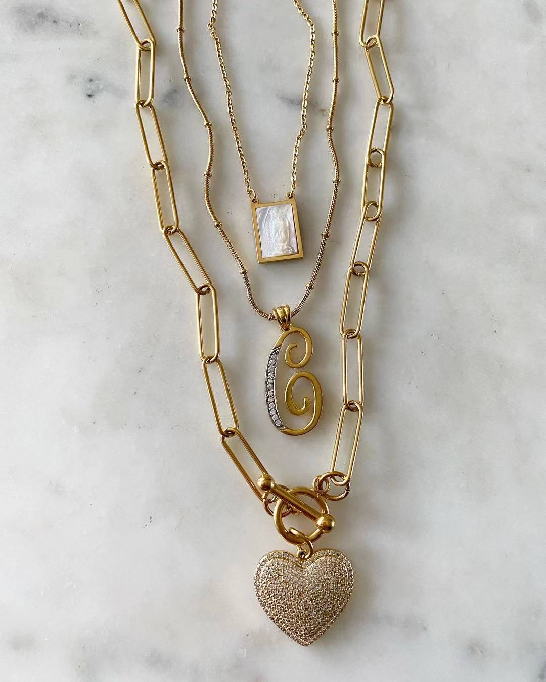 Guadalupe’s Heart Trio Set Necklace