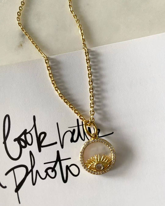 Evil Eye White Diamond Necklace