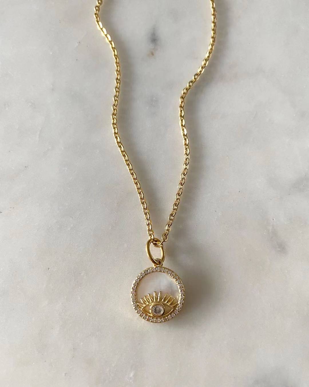 Evil Eye White Diamond Necklace