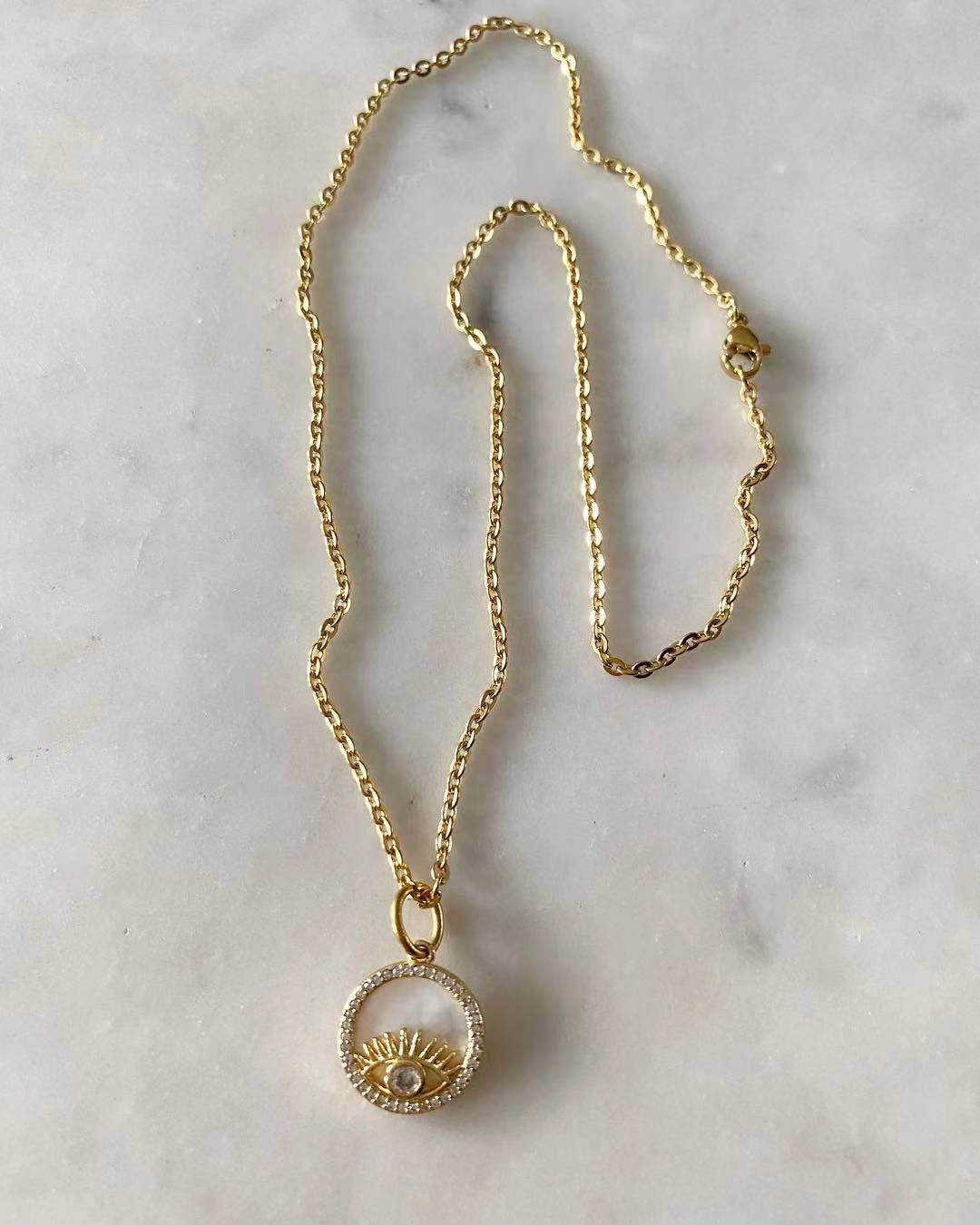 Evil Eye White Diamond Necklace