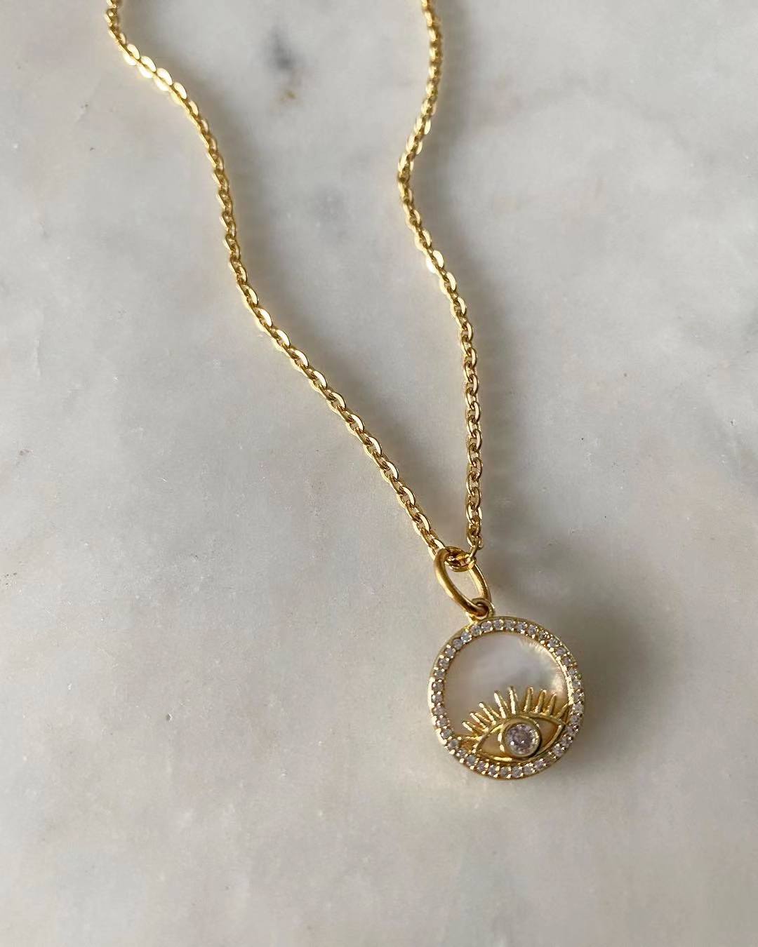 Evil Eye White Diamond Necklace