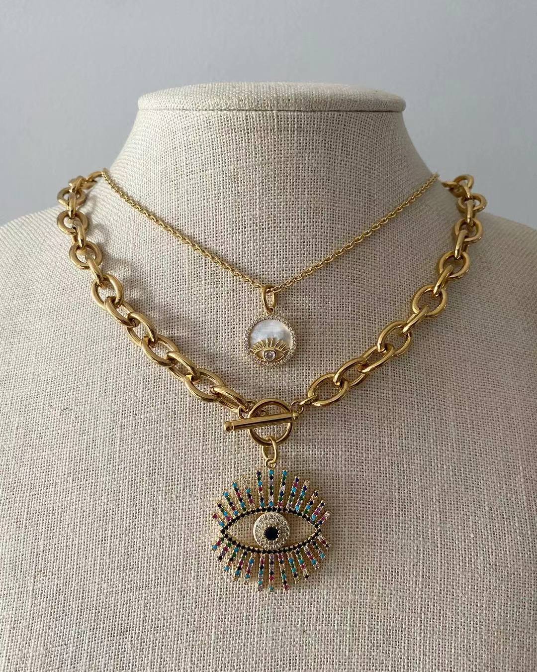 Evil Eye White Diamond Necklace