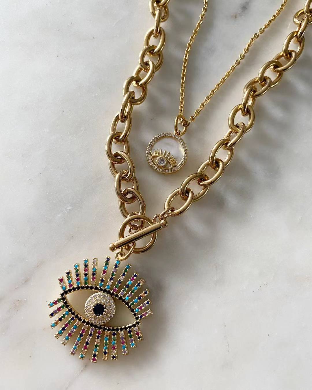 Evil Eye White Diamond Necklace