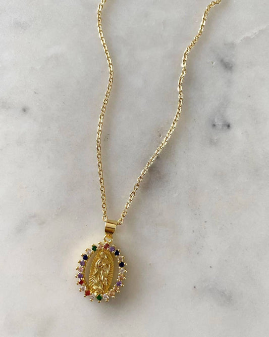 Our Lady of Guadalupe Small Multicolored Necklace