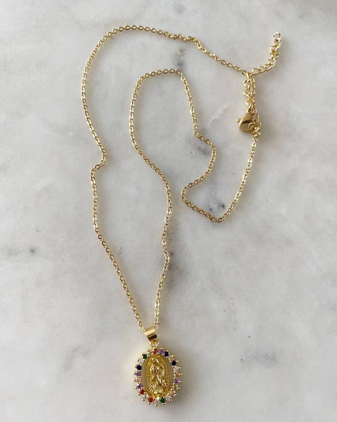 Our Lady of Guadalupe Small Multicolored Necklace