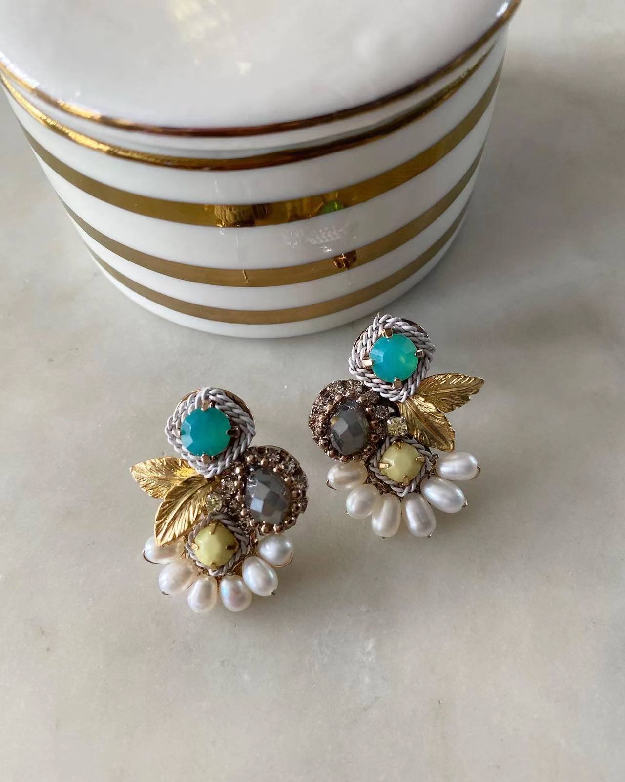 Vela Earrings in Sea Green