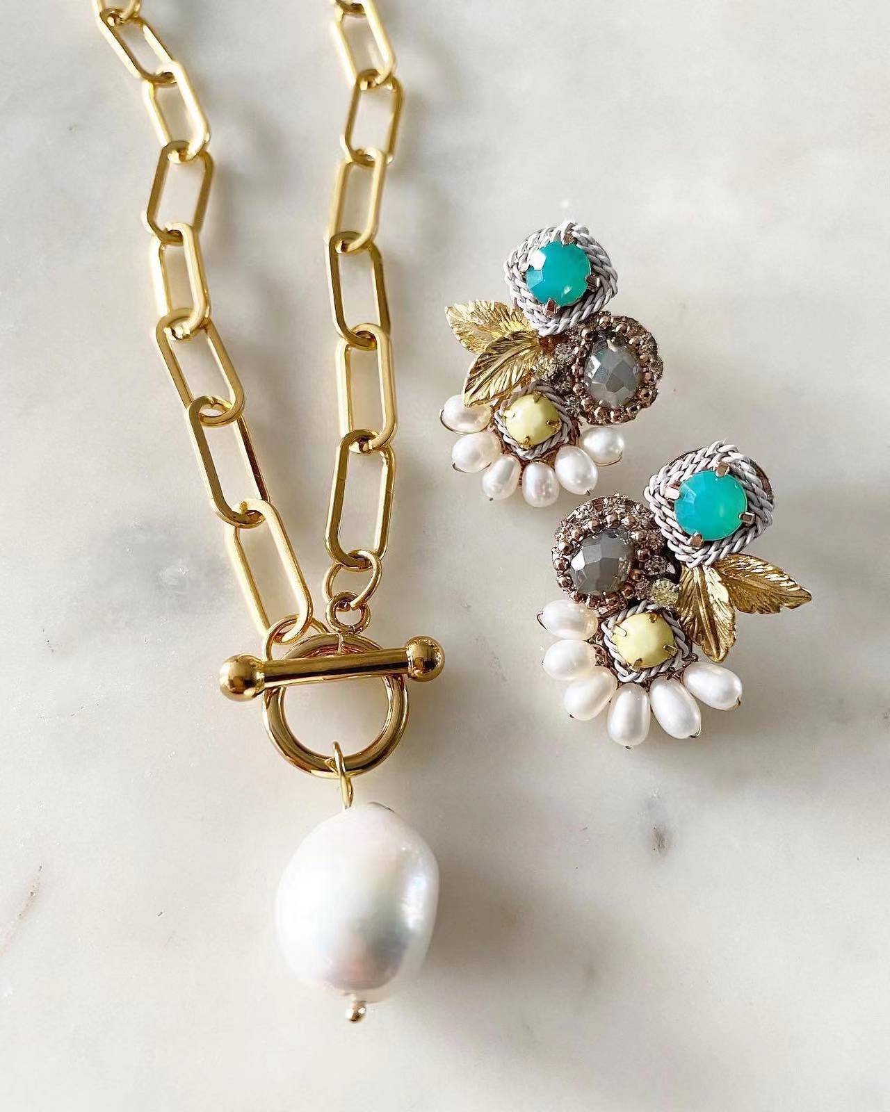 Vela Earrings in Sea Green