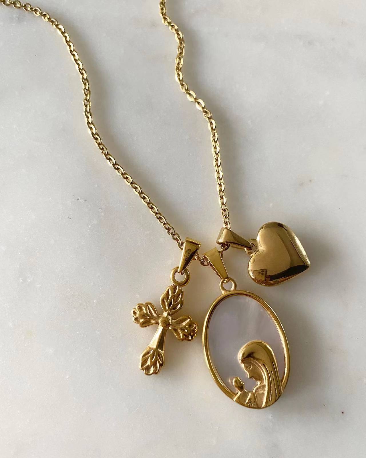 Cross • Lourdes • Heart Necklace