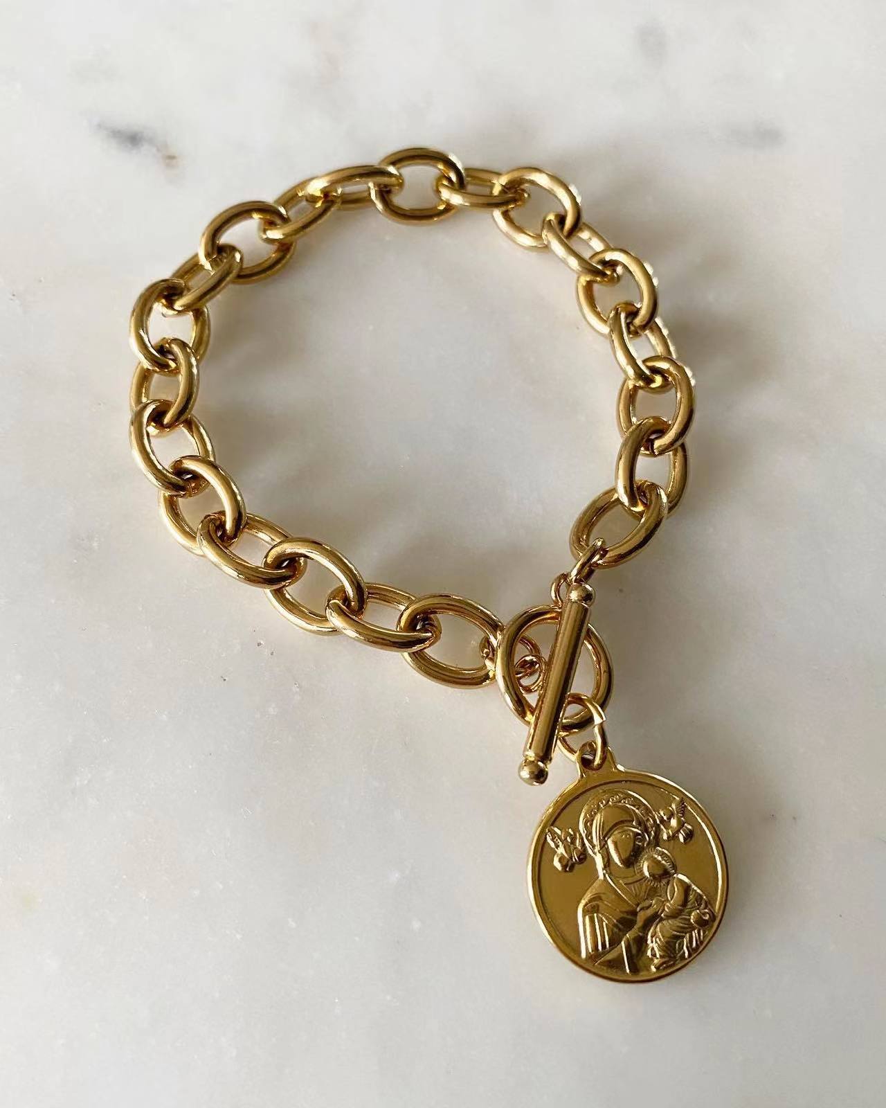 Embossed Perpetual Help Chain Bracelet