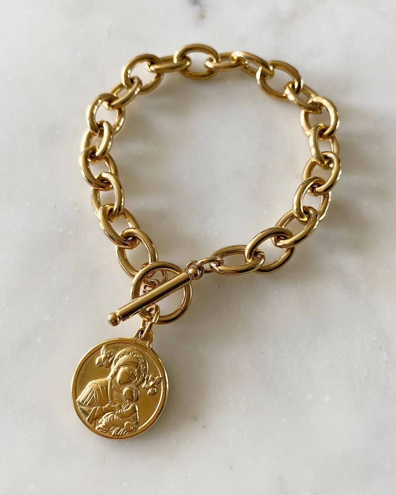 Embossed Perpetual Help Chain Bracelet