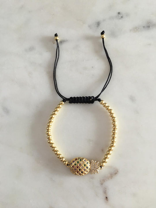 harper gold bead pinapple charm