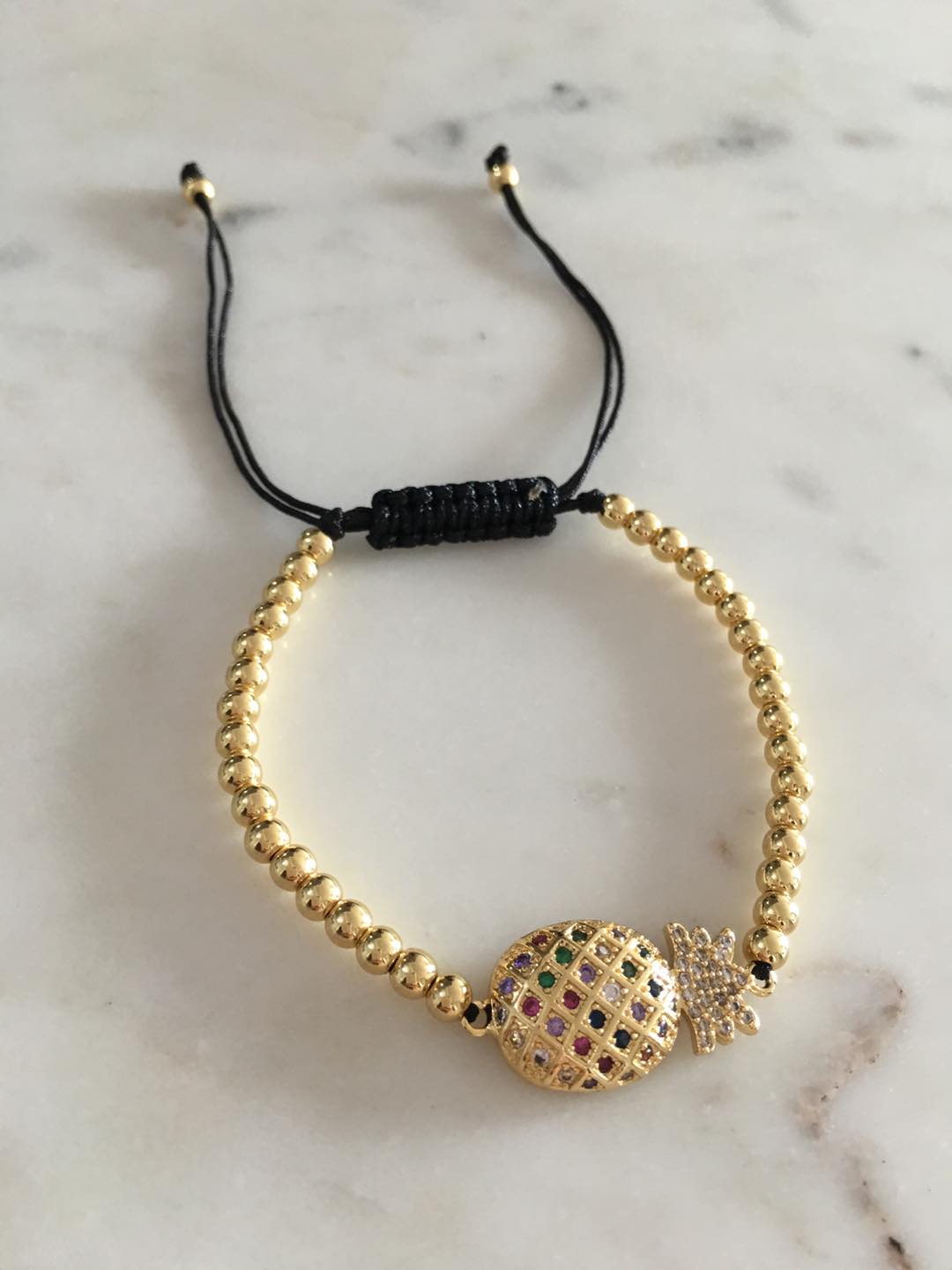 harper gold bead pinapple charm