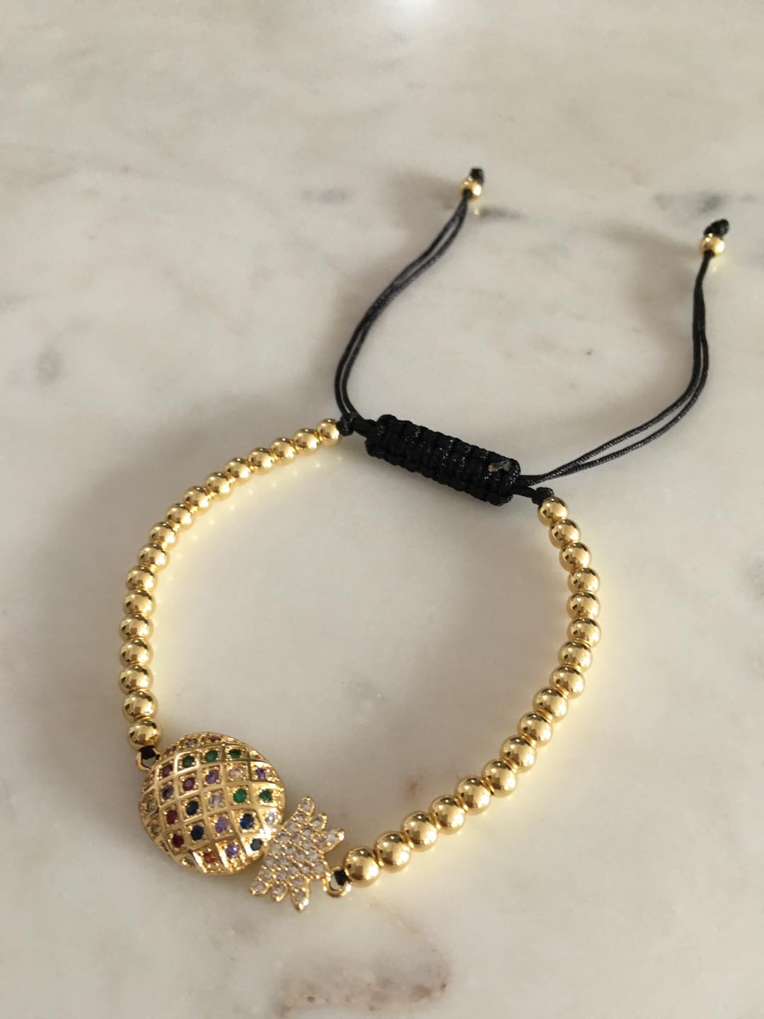 harper gold bead pinapple charm