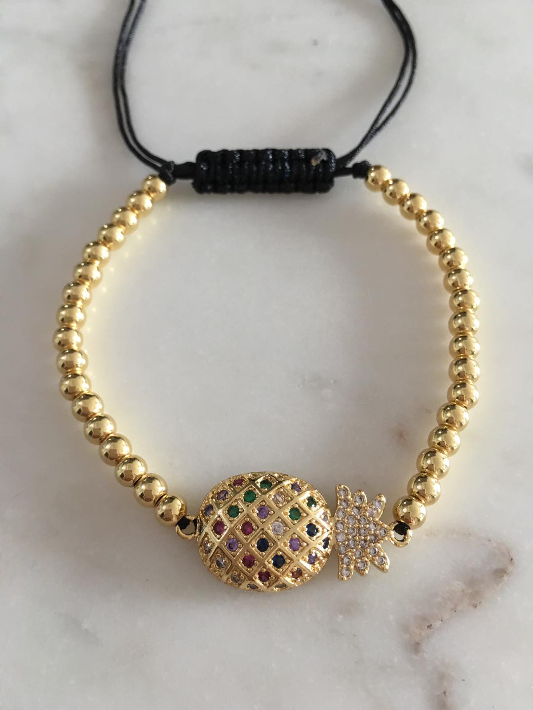 harper gold bead pinapple charm