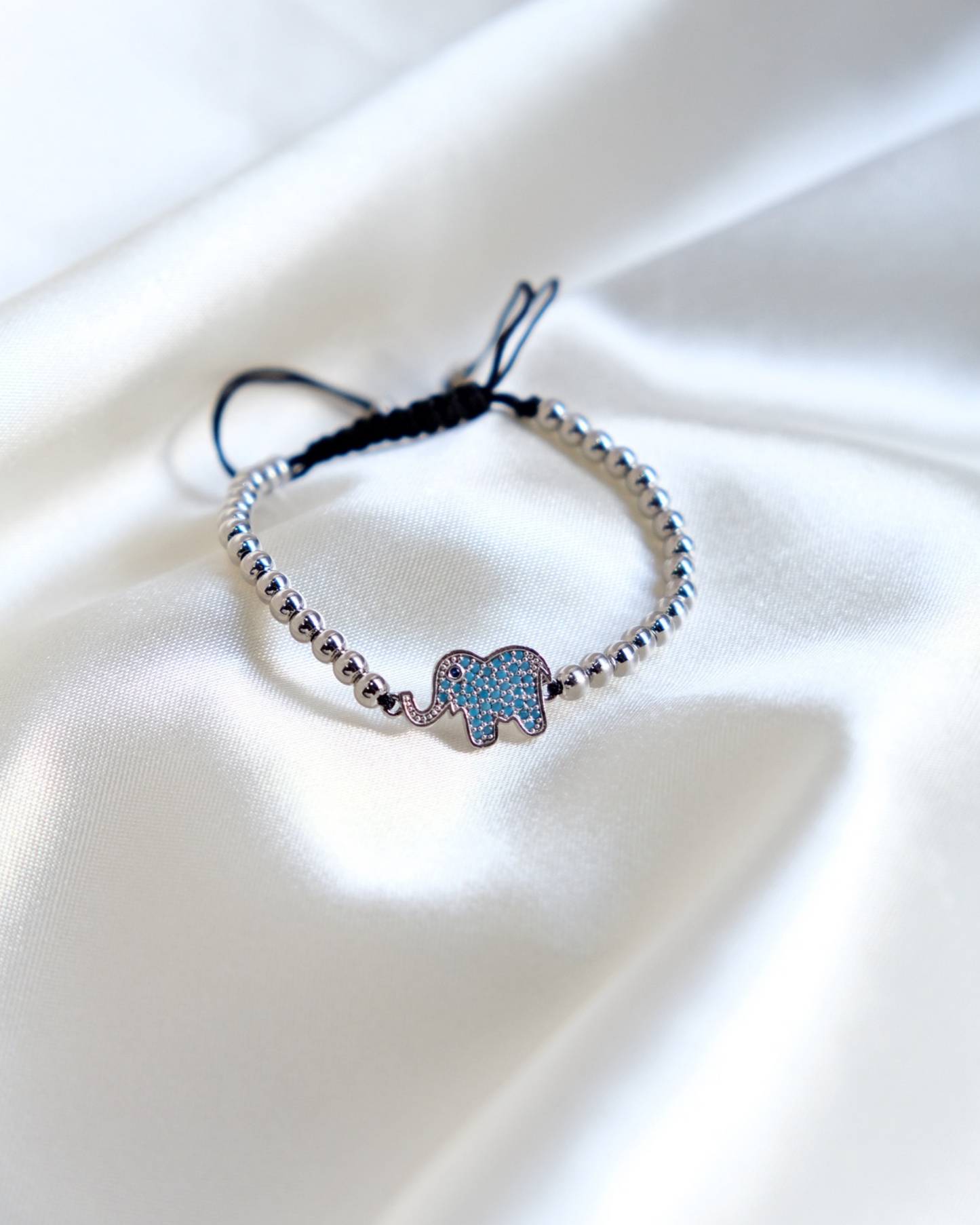 Harper Silver Bead Elephant Bracelet