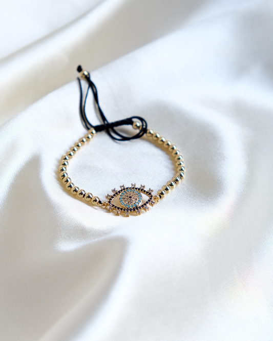 Harper Gold Bead Evil Eye Charm