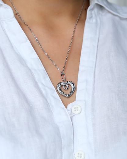 Swirl Heart Silver Necklace