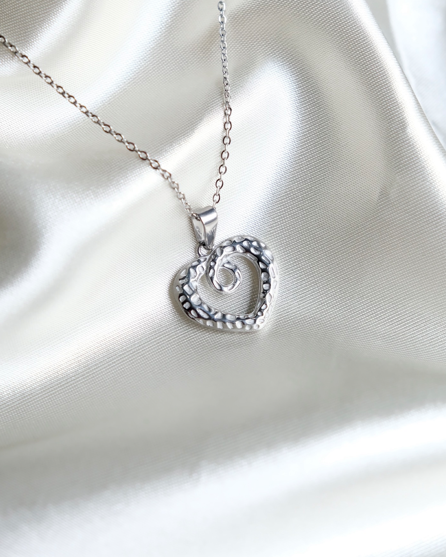 Swirl Heart Silver Necklace