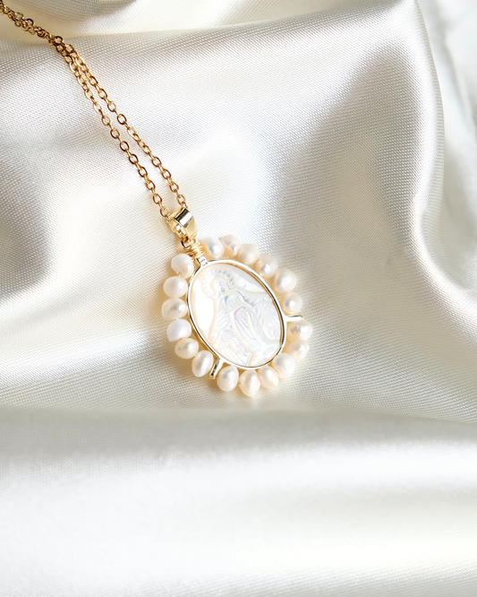 Resin Miraculous Medal with Pearls