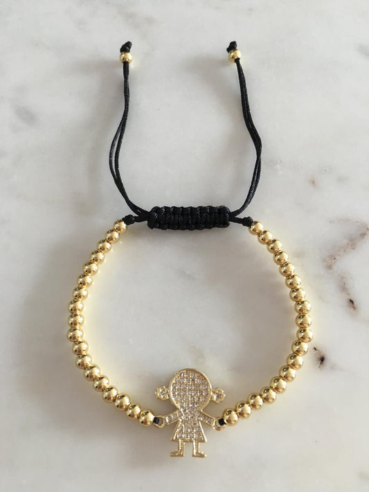 Harper gold bead girl zircon charm