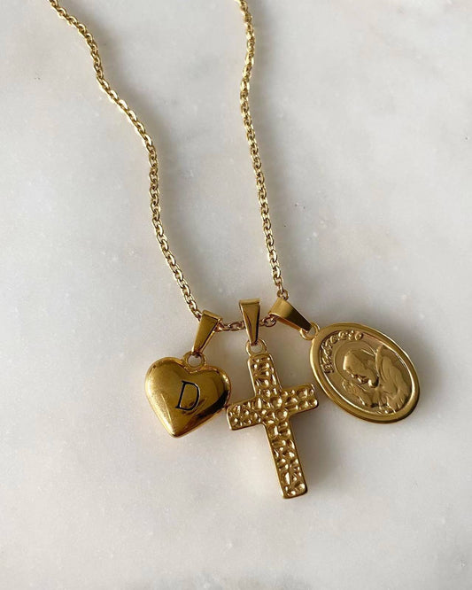 Heart Letter • Cross • St. Pio Necklace