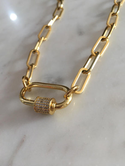Large Oval Lock Chain-link Necklace