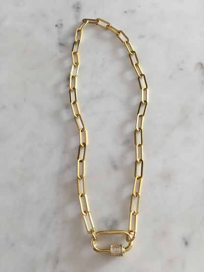 Large Oval Lock Chain-link Necklace