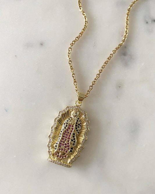 Our Lady of Guadalupe Pink Necklace