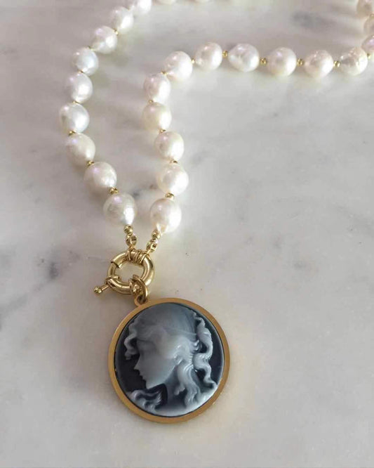 Cameo Baroque Pearl Necklace