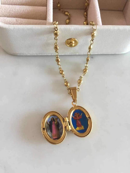 Our Lady of Guadalupe & Infant Jesus Locket Necklace