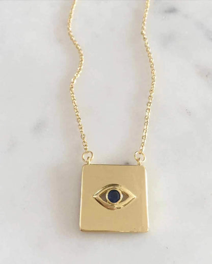 Square Shape Evil Eye Necklace