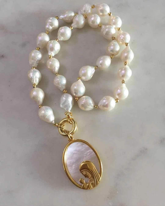 Our Lady of Lourdes Baroque Pearl Necklace