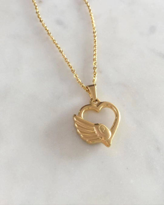 Heart with Angel Wing Necklace