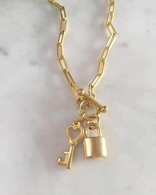 Lock & Key Chain Necklace