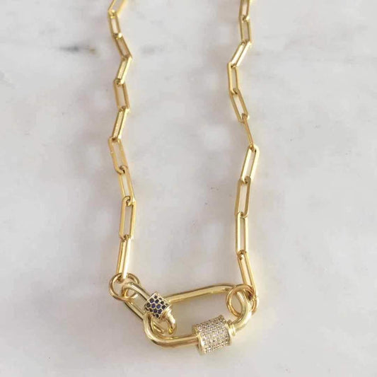 Double Oval Lock Chain Necklace
