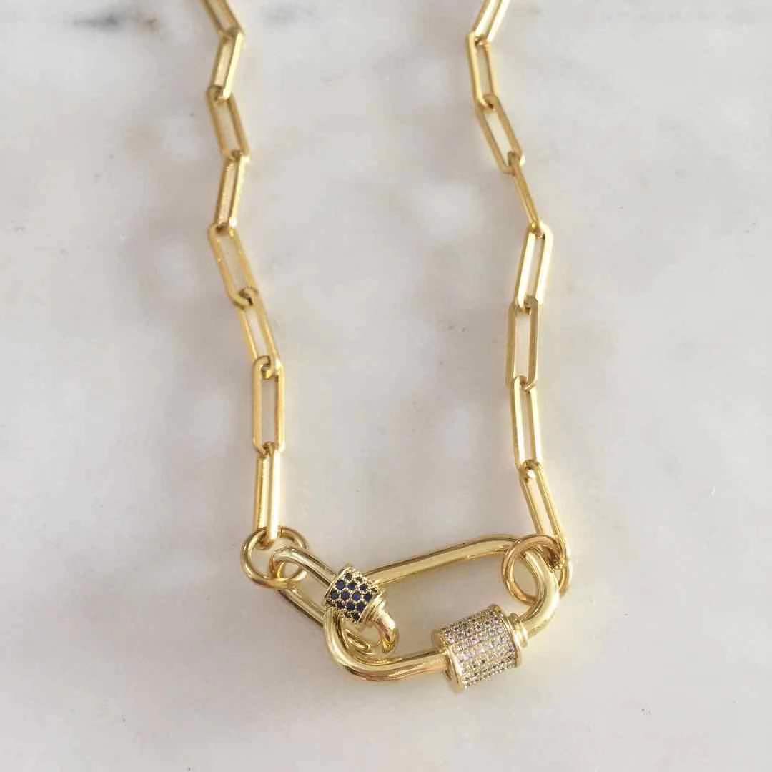 Double Oval Lock Chain Necklace
