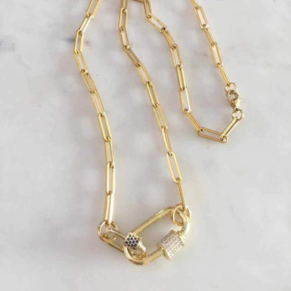 Double Oval Lock Chain Necklace
