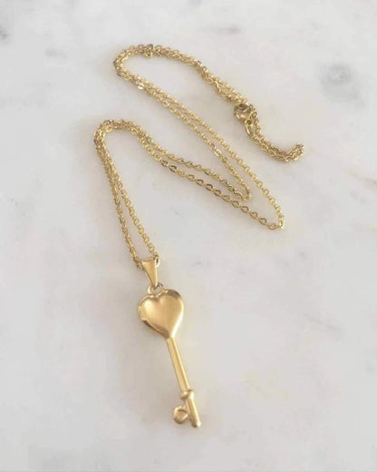 Puff Heart Key Necklace
