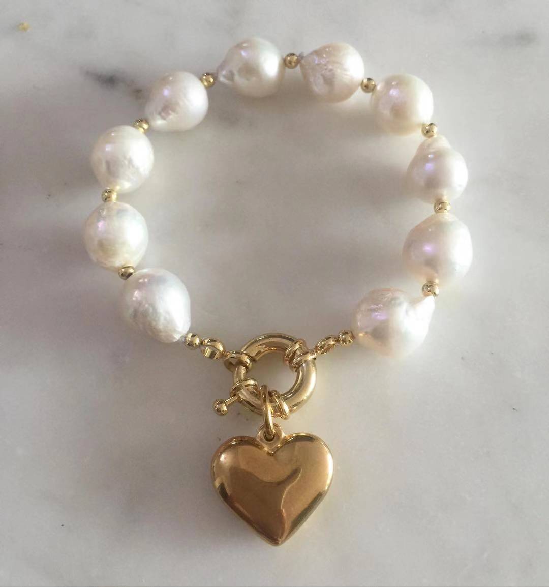 Puffy Heart Baroque Pearl Bracelet