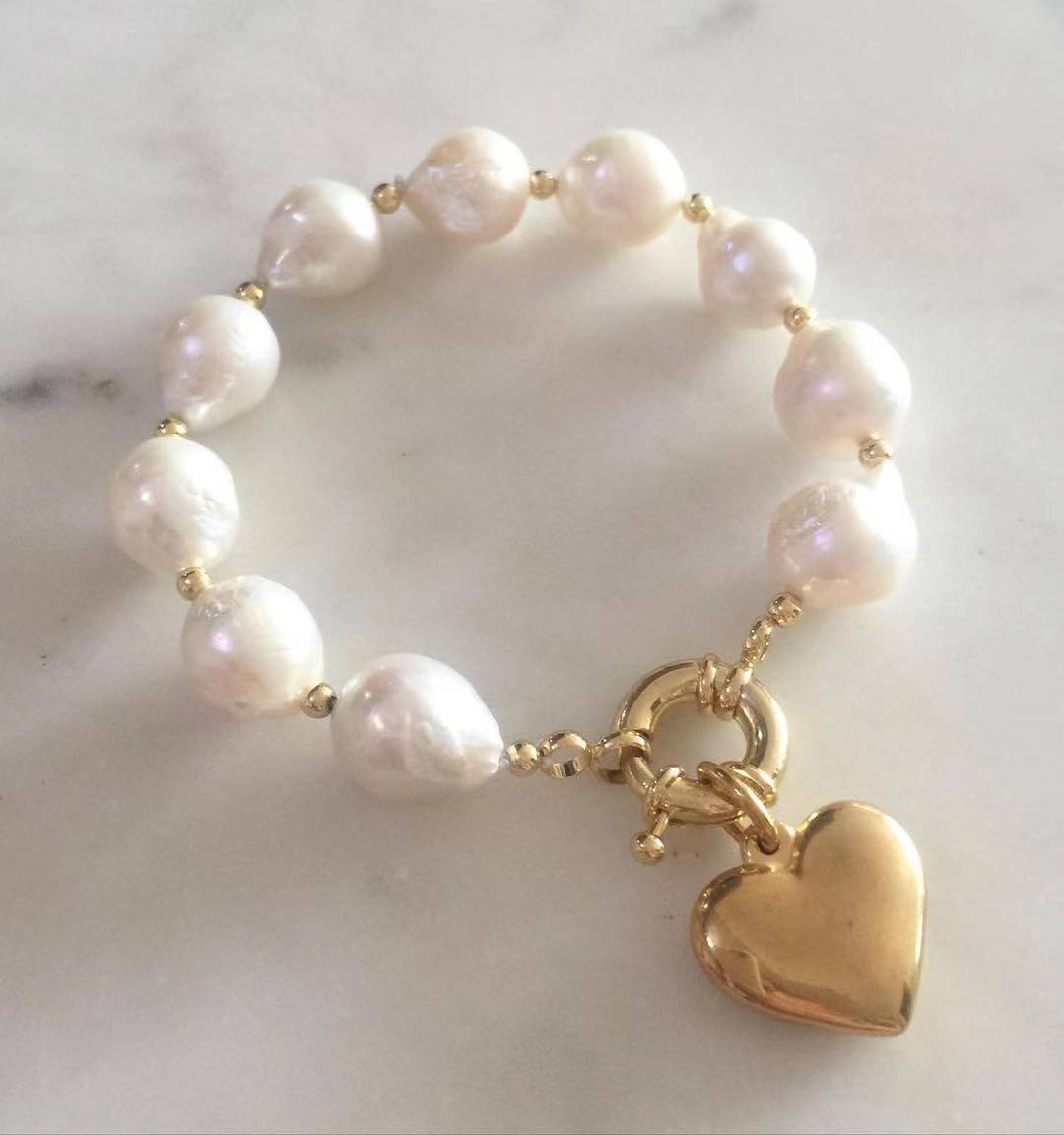Puffy Heart Baroque Pearl Bracelet