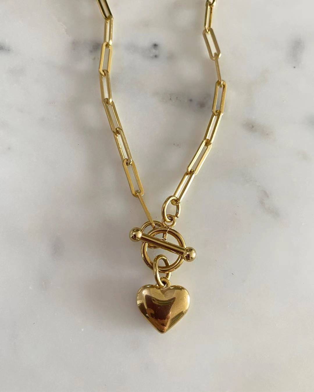 Medium Puff Heart Chain Necklace
