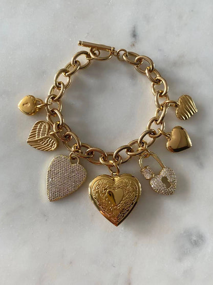 Heart-shaped Charm Bracelet