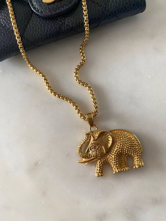 Lucky Matte Gold Elephant Necklace