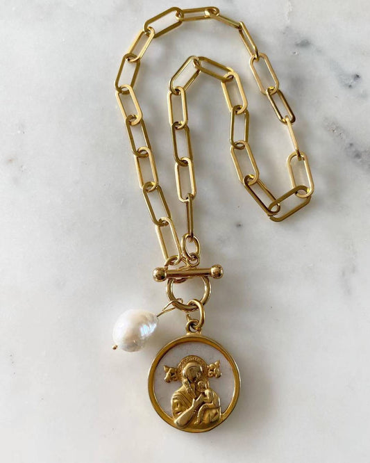 Limited Edition • Mother of Perpetual Help Toggle Lock Chain Necklace
