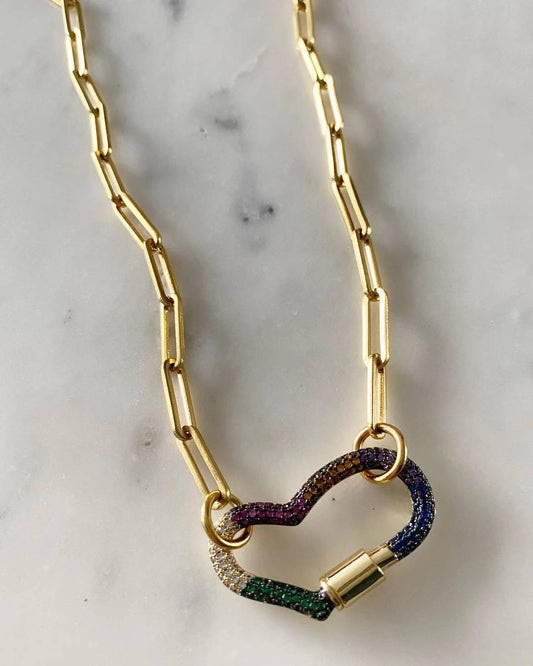 Yuka Heart Lock Chain link Necklace