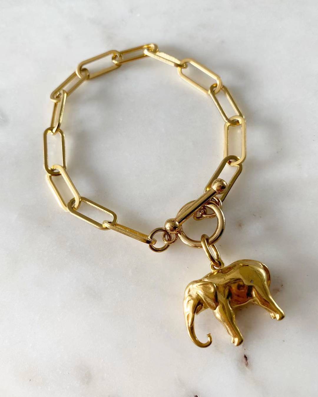 Elephant Paperclip Chain Bracelet