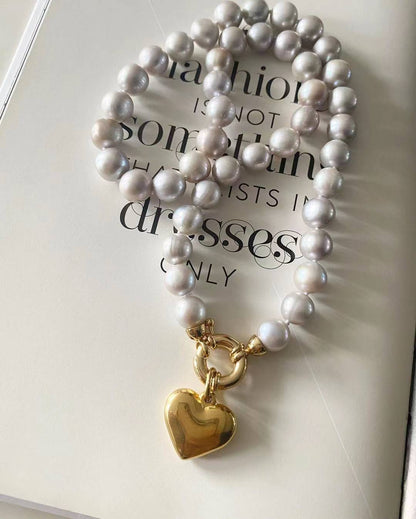 Love at First Sight Gray Pearl Necklace