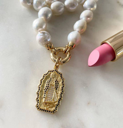 Image of Our Lady of Guadalupe Baroque Pearl Necklace