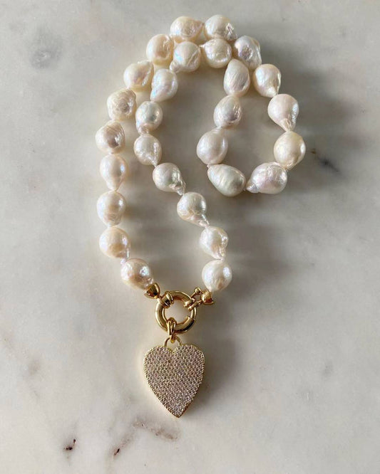 Amore Heart Baroque Pearl Necklace
