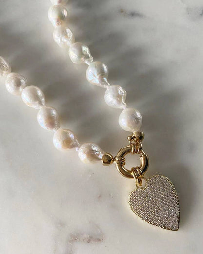 Amore Heart Baroque Pearl Necklace